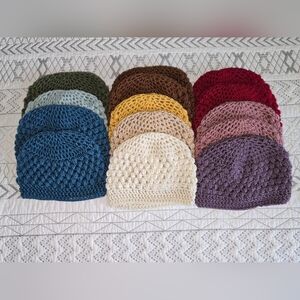 Colorful Hand Crocheted Beanies Hats Made in USA Each